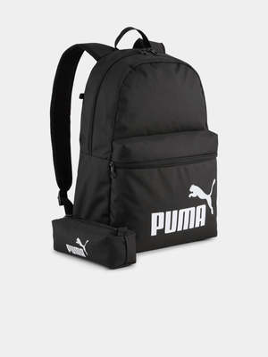 Puma Unisex Phase Pencil Pouch Black Backpack Set