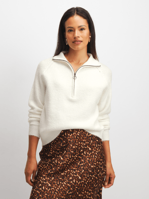 Women's White Quarter Zip Jersey