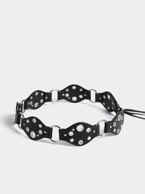 Diamond Contrast Tie Belt