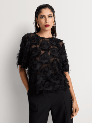 Luella Fringed Textured Shell Top