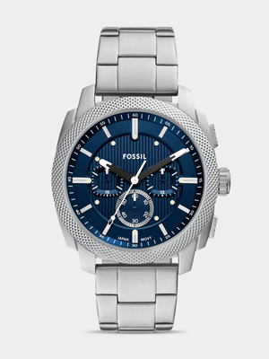 Fossil Machine Blue Dial Stainless Steel Chronograph Bracelet Watch