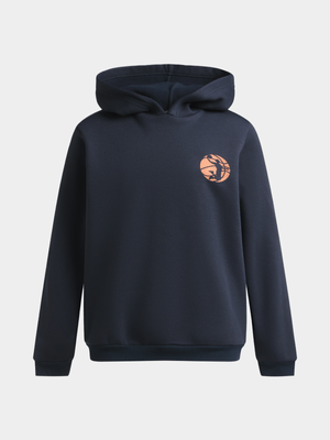 Older Boy's Navy Back Print Hoodie