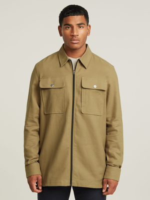 G-Star Men's GPO Zip Green Overshirt