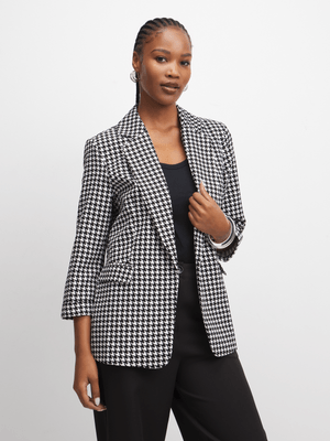 Jet Women's Black/White Houndtooth Blazer