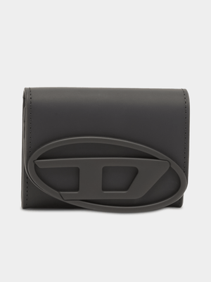 Women's Diesel Black Card Holder Bi-Fold Zip Wallet