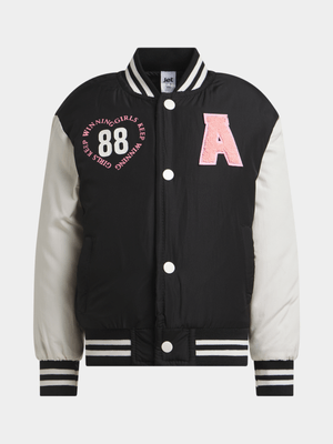 Jet Younger Girls Black Baseball Jacket