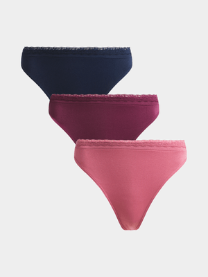 Jet Women's Multicolour 3 Pack Thong