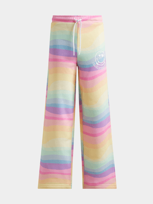 Girls Rainbow Smiley Wide Leg Pant
