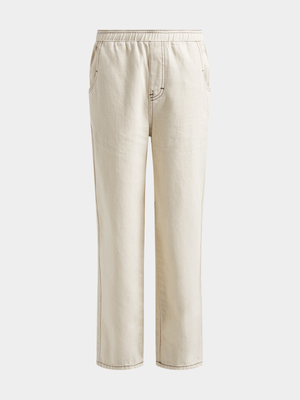 Boys Barrel Leg Pull On Denim
