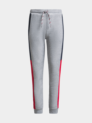 Exact Older Boy's Grey, Navy & Red Colorblock Joggers