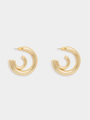 Exact Women's Gold Double Hoop Earrings
