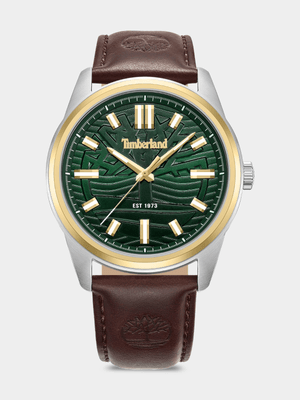 Timberland Northbridge Gold Plated Green Dial Brown Leather Watch