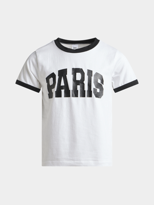 Jet Older Girls White/Black Paris T-Shirt
