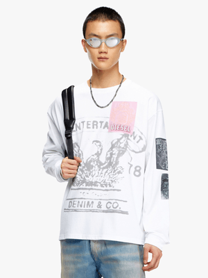 Men's Diesel White T-Boxt-Ls-Q10 T-Shirt
