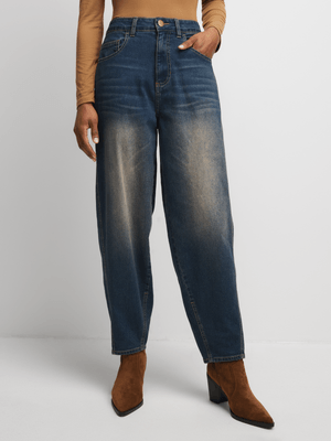 Exact Women's Dirty Wash Barrel Leg Jeans