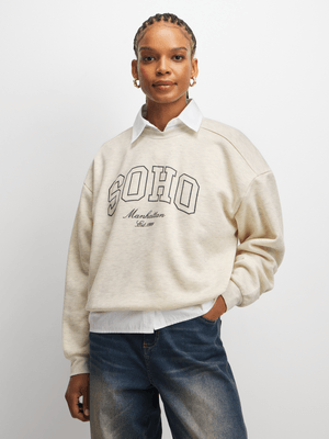 Exact Women's Natural Graphic Print Sweat Top