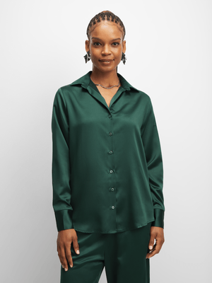 Exact Women's Green Satin Shirt