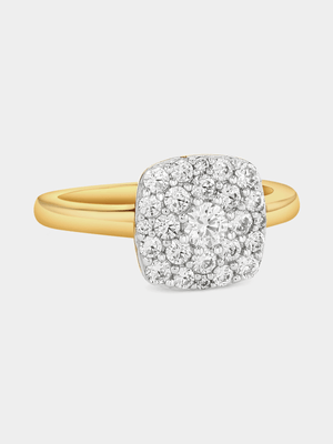 Gold Plated Sterling Silver Cubic Zirconia Cushion Cluster Ring