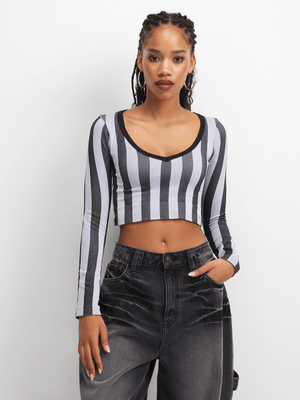 The FIX Women's Black & White Stripe Seamless Top
