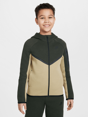 Nike Boys Youth Tech Fleece Full-Zip Beige Hoodie