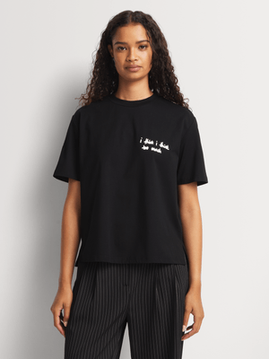 Women's Me&B Black Embroidered Basic T-Shirt