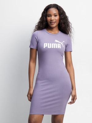 Womens Puma Essential Slim Mauve T-Shirt Dress