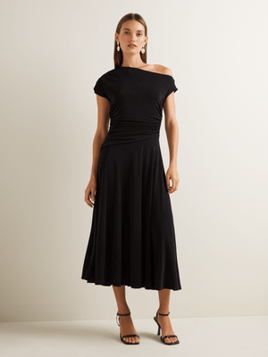 Women's Iconography Asymmetric Neck Fit & Flare Dress