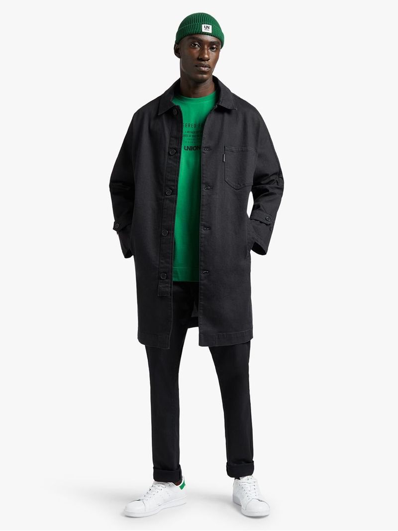 Men's Union-DNM Coated Denim Black Coat - Bash.com