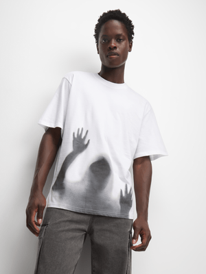 Men's White Blurred Face Top