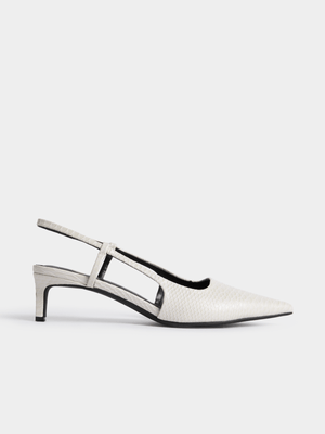 Textured Tonal Snake Kitten Heels