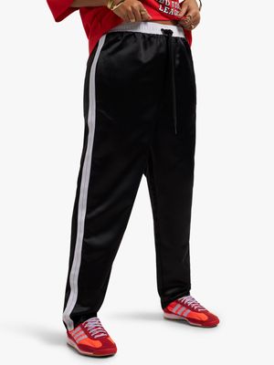 Women's Black Satin Dutchess Pant With Tape Detail