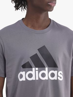 Mens adidas Big Logo SJ Grey/White Tee