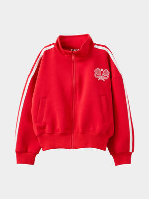 Cotton On Kids Girl Red Active Long Sleeve Zip Through Jacket