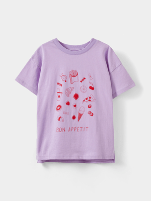 Cotton On Kids Girl Purple Poppy Short Sleeve Graphic Print T-shirt