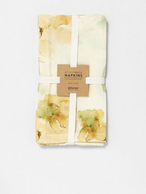 Watercolour Floral Napkin 2 Pack Green 50x50
