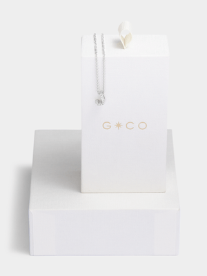 Rhodium Plated Cubic Zirconia Pavé Initial J Necklace