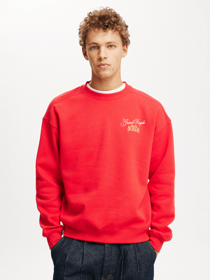 Men's Cotton On Red Box Fit Graphic Crew Sweatshirt