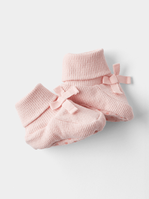 Cotton On Baby  Pink Organic Pointelle Booties