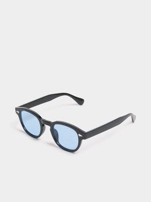 Men's Relay Jeans Rounded Wayfarer Black Sunglasses