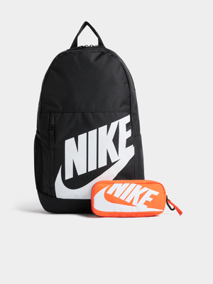 Nike Unisex Elemental Shoebox Black Backpack Set