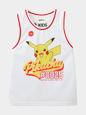 Cotton On Kids White Boy Pokemon Basketball Tank Top