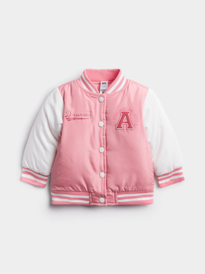 Jet Toddler Girls Pink/White Keep Dreaming Bomber Jacket