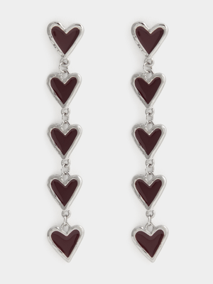 Women's Silver Heart Drop Earrings