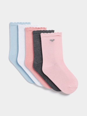 Girl's Pink 5-Pack Socks