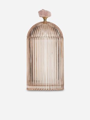 Tall Fluted Decorative Jar Pink 24 x 10.5cm