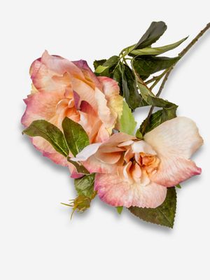 Real Touch Single Rose 2 Heads Light Pink 81cm