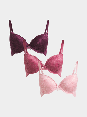 Jet Women's Multicolour 3 Pack T-Shirt Bra