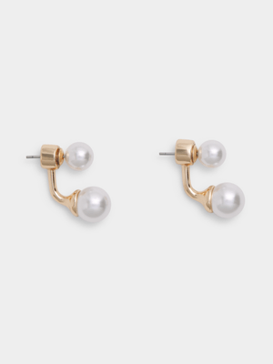 Double Studded Pearl Earrings