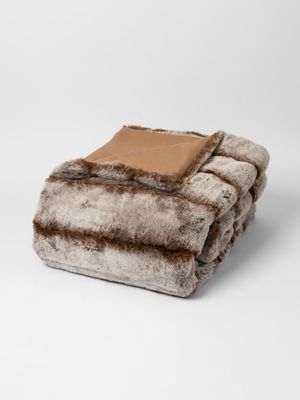 Broad Rib Faux Fur Blanket Chocolate 150x180