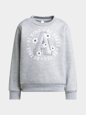 Exact Younger Girl's Grey Graphic Print Sweat Top